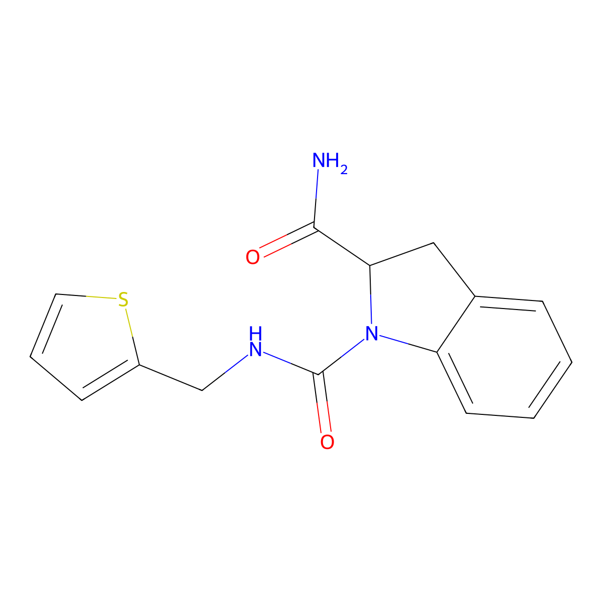 N1-(thiophen-2-ylmethyl)indoline-1,2-dicarboxamide molecular structure, CAS 1103517-32-3
