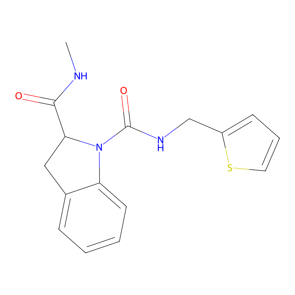 N2-methyl-N1-(thiophen-2-ylmethyl)indoline-1,2-dicarboxamide molecular structure, CAS 1103518-15-5
