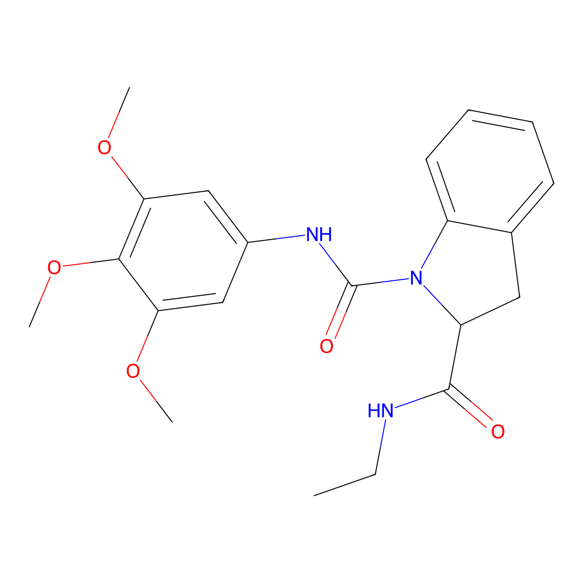 N2-ethyl-N1-(3,4,5-trimethoxyphenyl)indoline-1,2-dicarboxamide molecular structure, CAS 1103518-45-1
