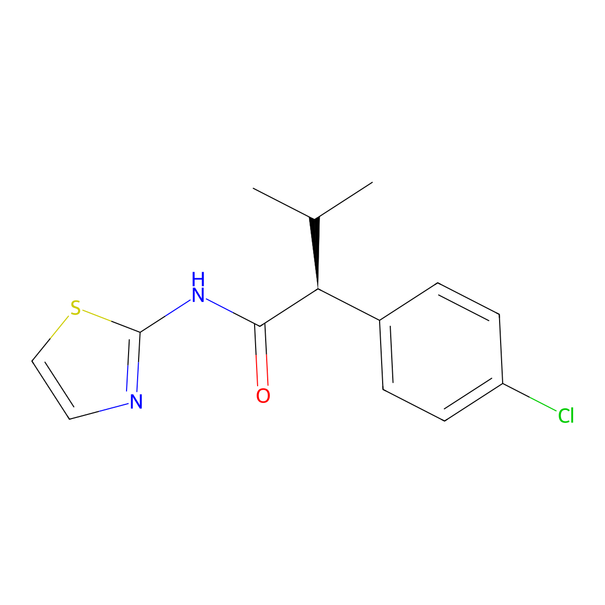 (2S)-2-(4-chlorophenyl)-3-methyl-N-(1,3-thiazol-2-yl)butanamide molecular structure, CAS 1103523-24-5