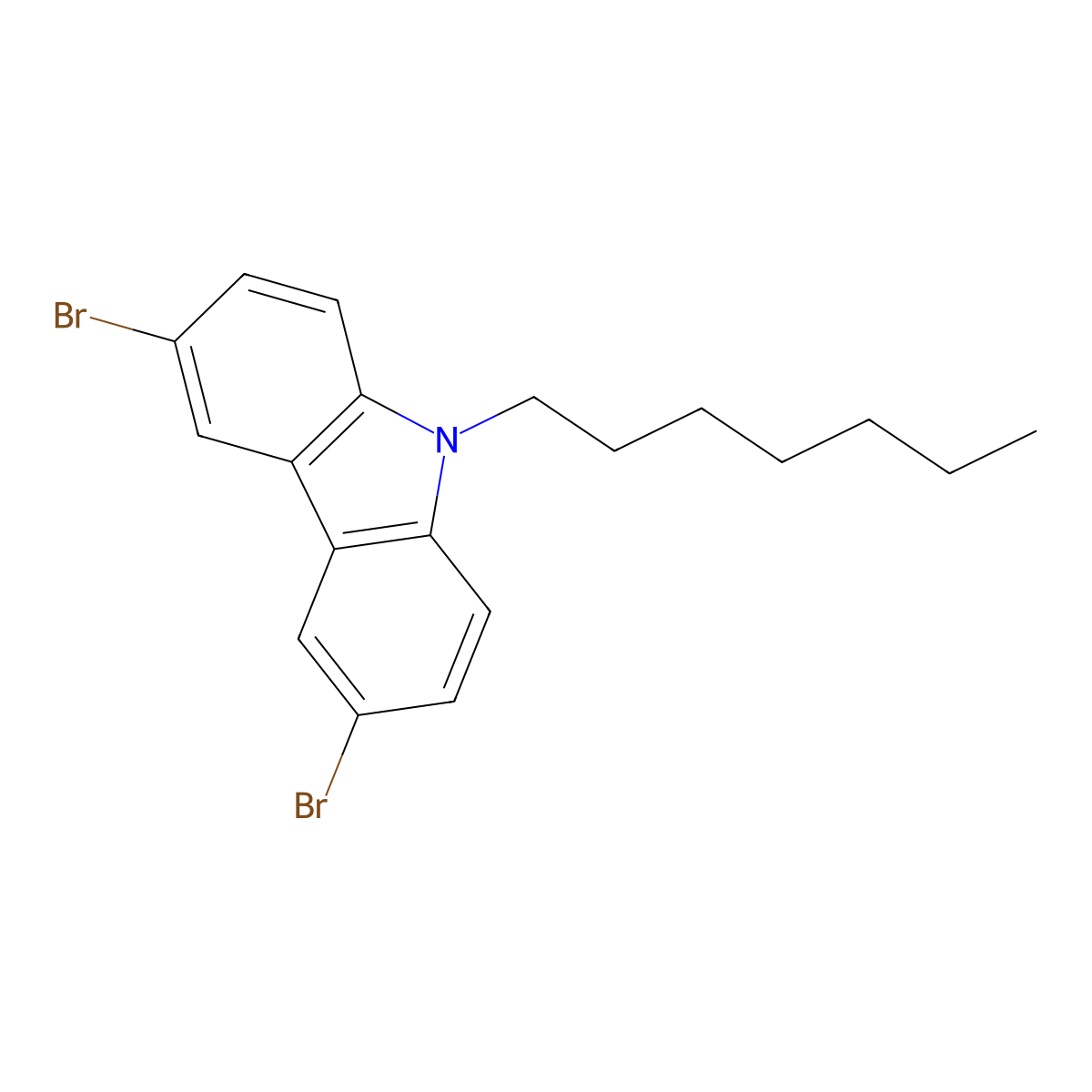 3,6-Dibromo-9-heptyl-9H-carbazole molecular structure, CAS 1103535-99-4