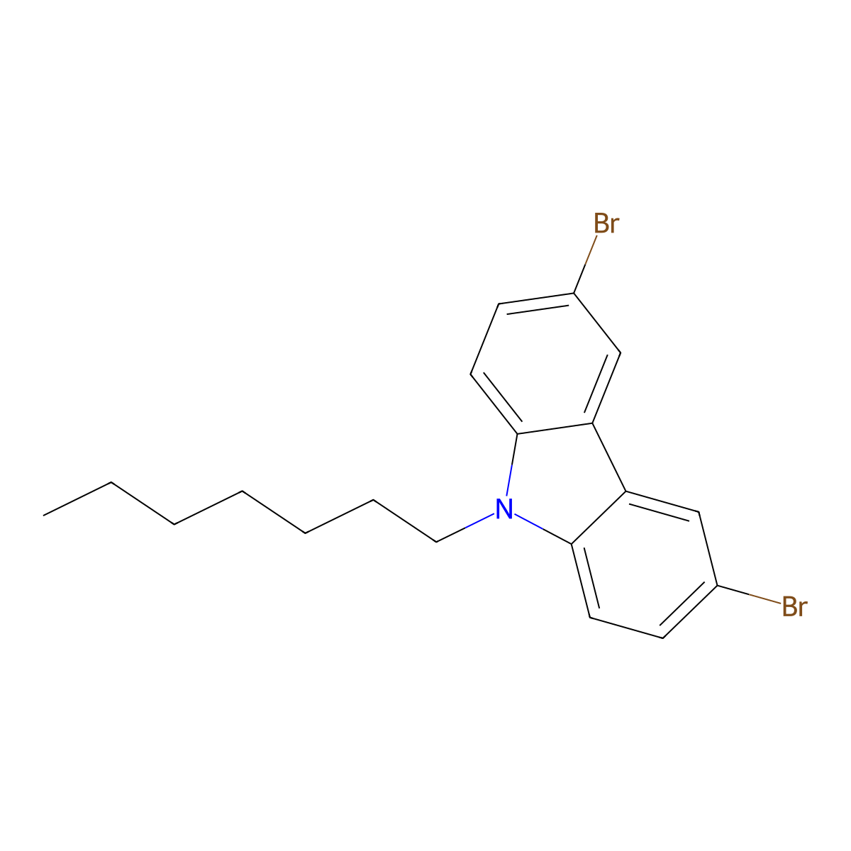 3,6-Dibromo-9-heptyl-9H-carbazole molecular structure, CAS 1103535-99-4