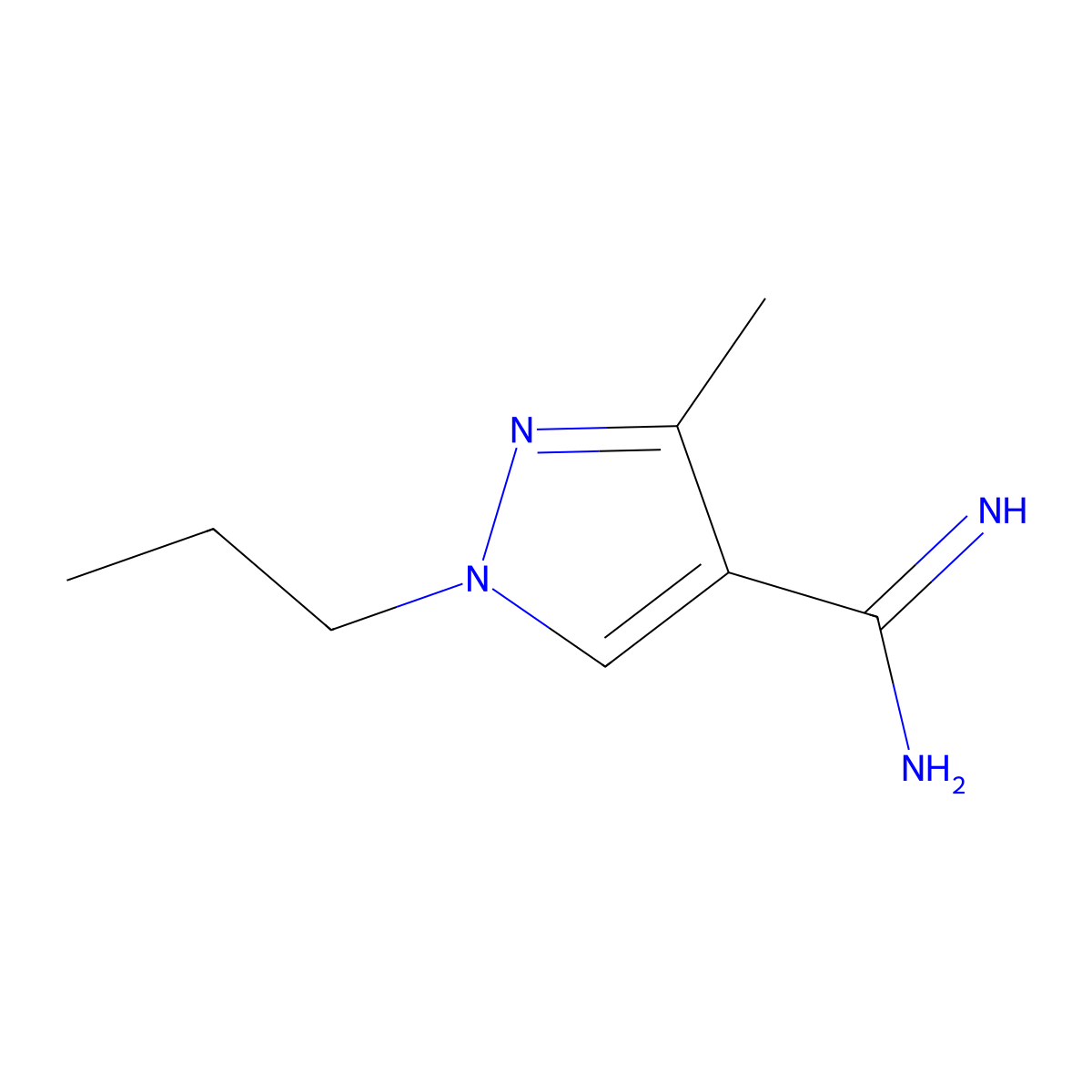 3-Methyl-1-propyl-1H-pyrazole-4-carboximidamide molecular structure, CAS 1103573-07-4