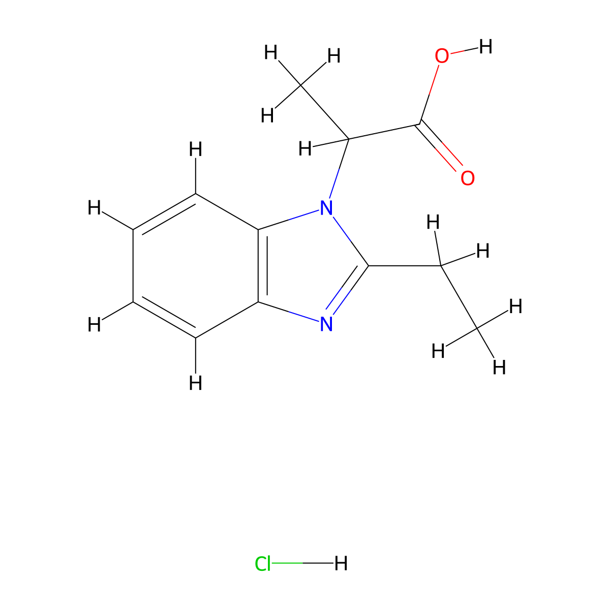 2-(2-Ethyl-benzoimidazol-1-YL)-propionic acid hydrochloride molecular structure, CAS 1103580-98-8