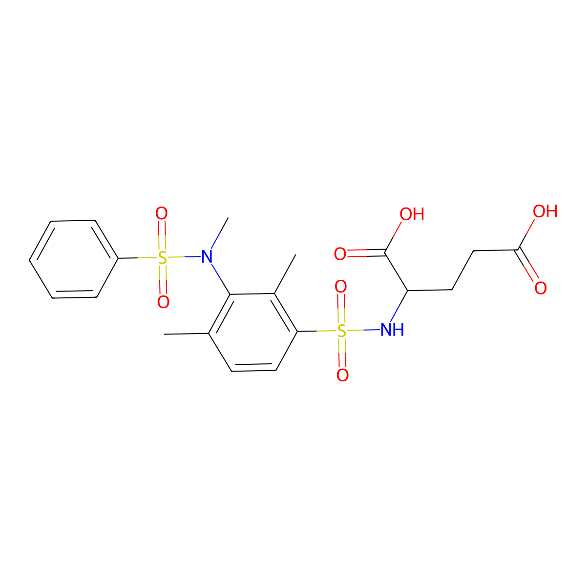 2-[2,4-dimethyl-3-(N-methylbenzenesulfonamido)benzenesulfonamido]pentanedioic acid molecular structure, CAS 1103585-37-0