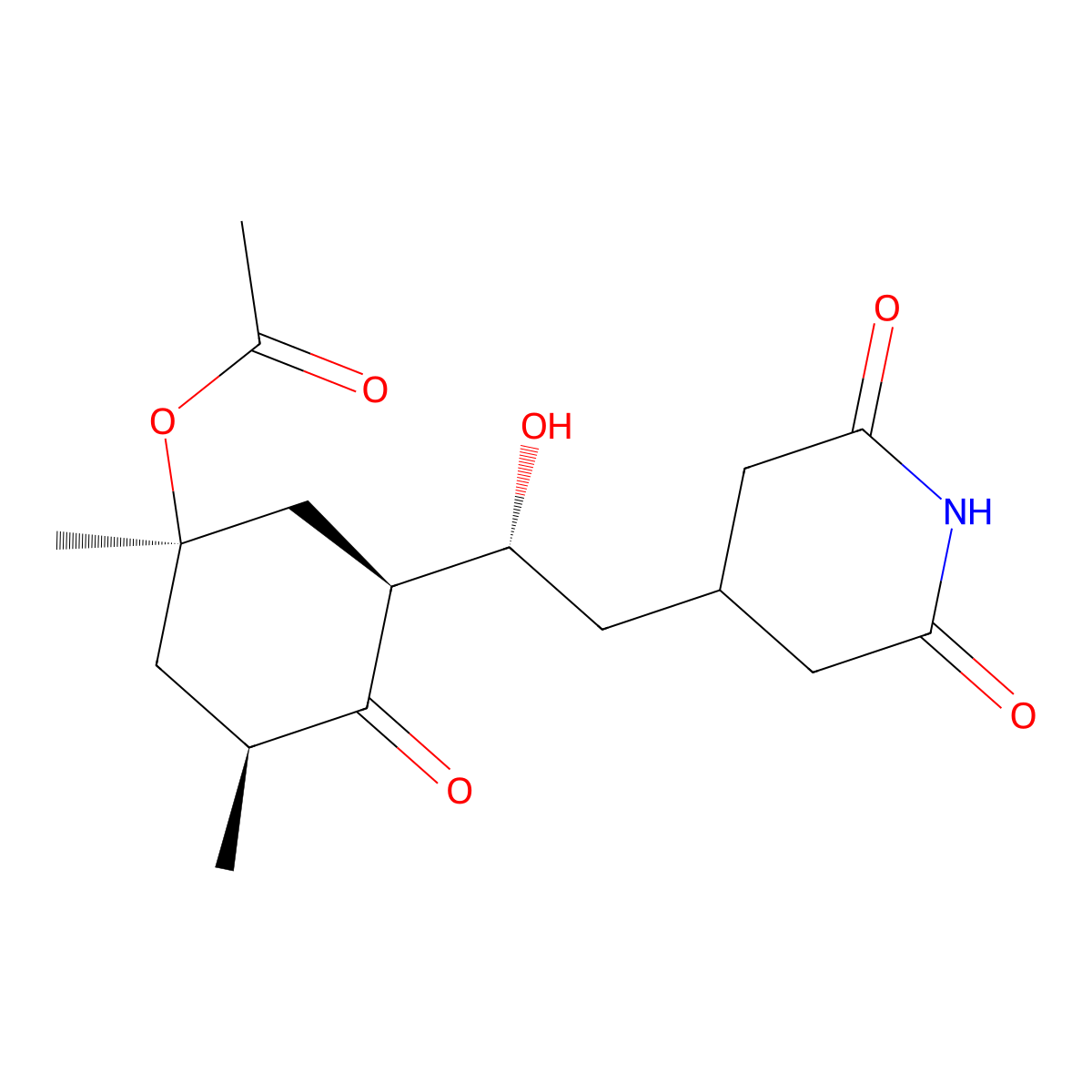 4-((2R)-2-((1S,3S,5R)-5-(Acetyloxy)-3,5-dimethyl-2-oxocyclohexyl)-2-hydroxyethyl)-2,6-piperidinedione molecular structure, CAS 11037-68-6