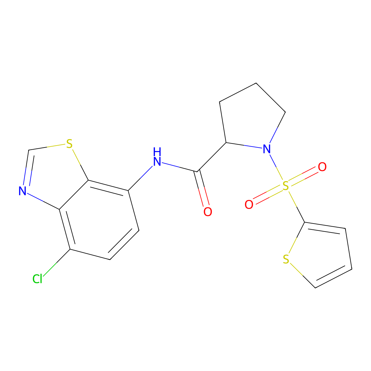 N-(4-chlorobenzo[d]thiazol-7-yl)-1-(thiophen-2-ylsulfonyl)pyrrolidine-2-carboxamide molecular structure, CAS 1103734-25-3