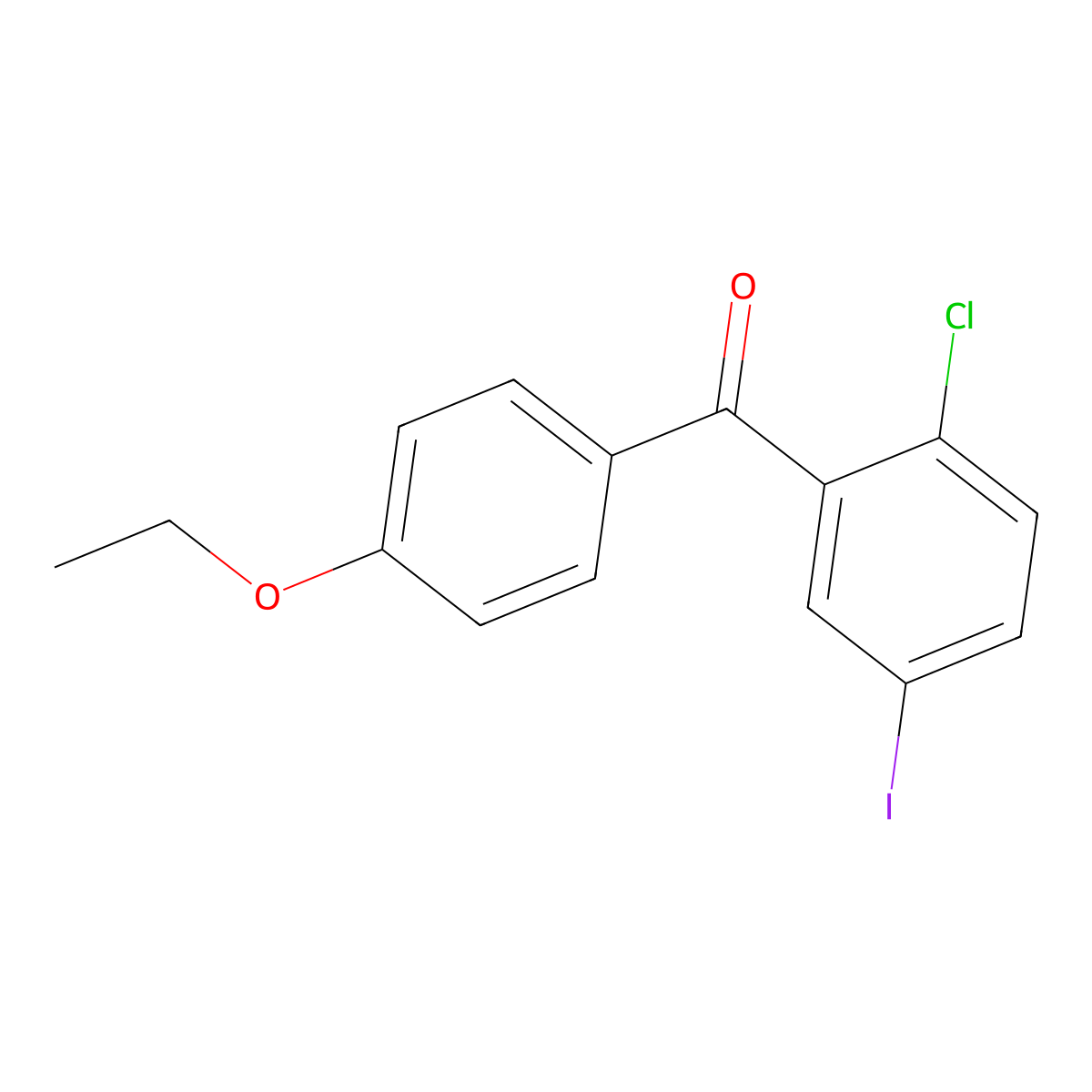 (2-Chloro-5-iodophenyl)(4-ethoxyphenyl)methanone molecular structure, CAS 1103738-26-6