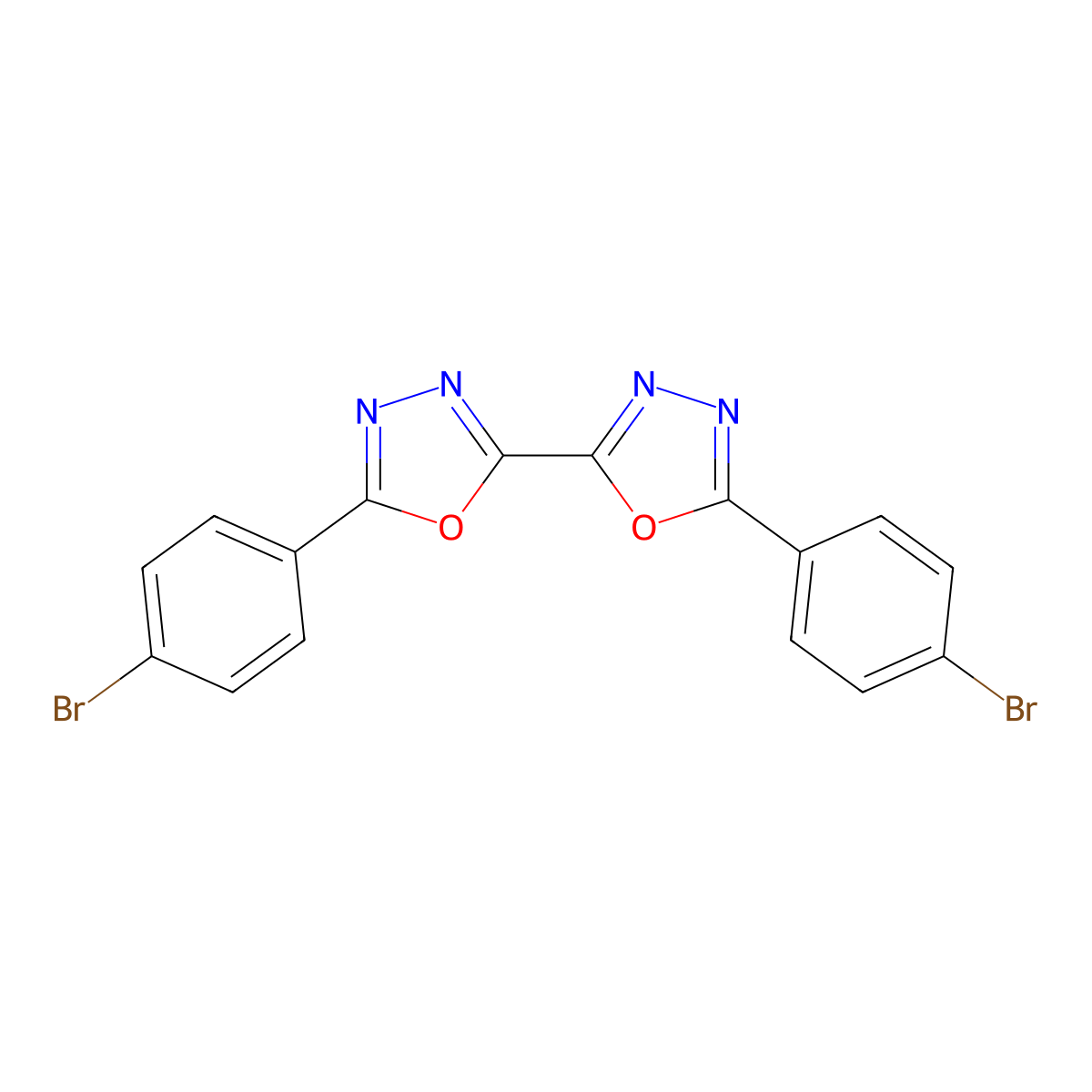2,2'-Bi-1,3,4-oxadiazole, 5,5'-bis(4-bromophenyl)- molecular structure, CAS 110379-83-4