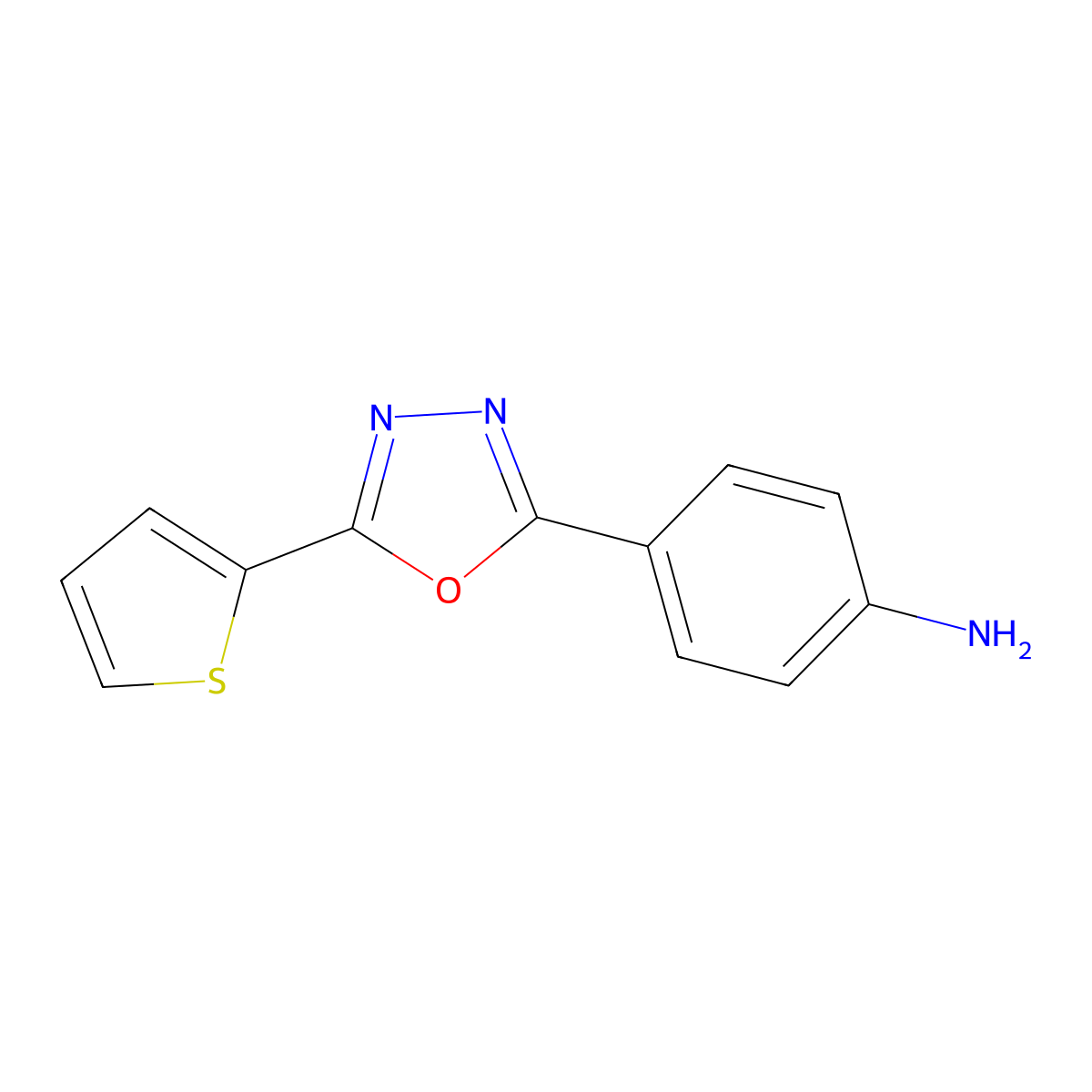 4-[5-(Thiophen-2-yl)-1,3,4-oxadiazol-2-yl]aniline molecular structure, CAS 110380-40-0