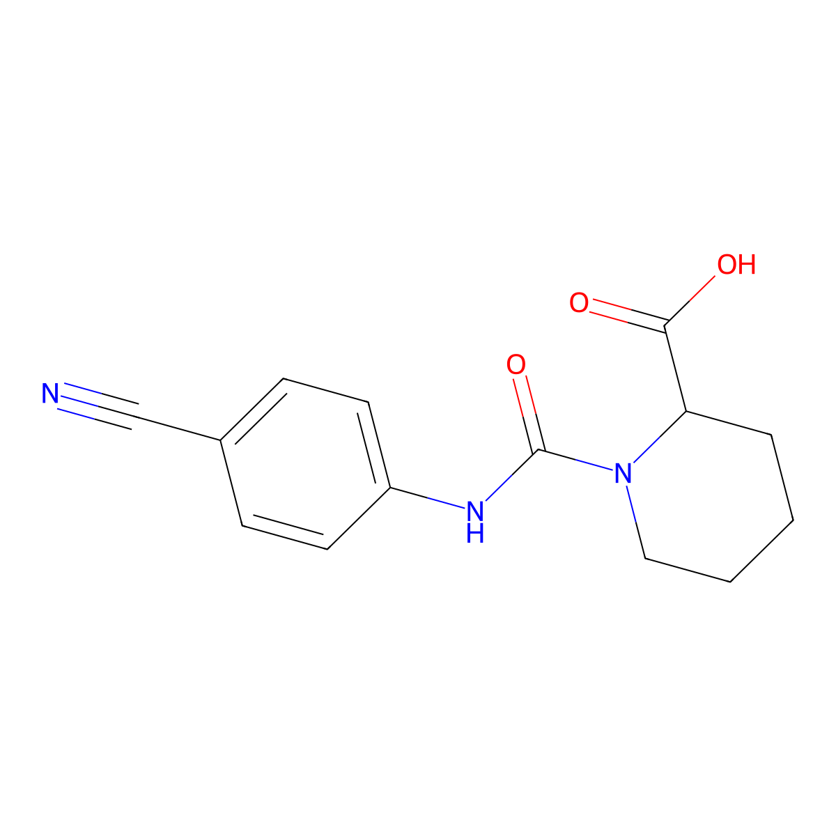 1-[(4-Cyanophenyl)carbamoyl]piperidine-2-carboxylic acid molecular structure, CAS 1103815-97-9