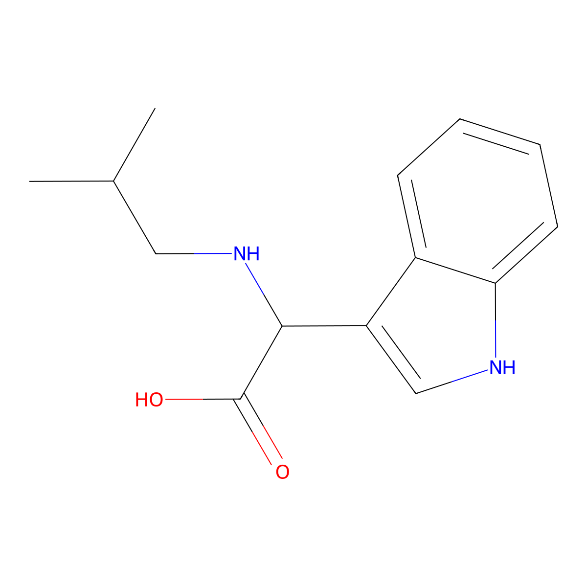 2-(1H-indol-3-yl)-2-(isobutylamino)acetic acid molecular structure, CAS 1103817-60-2