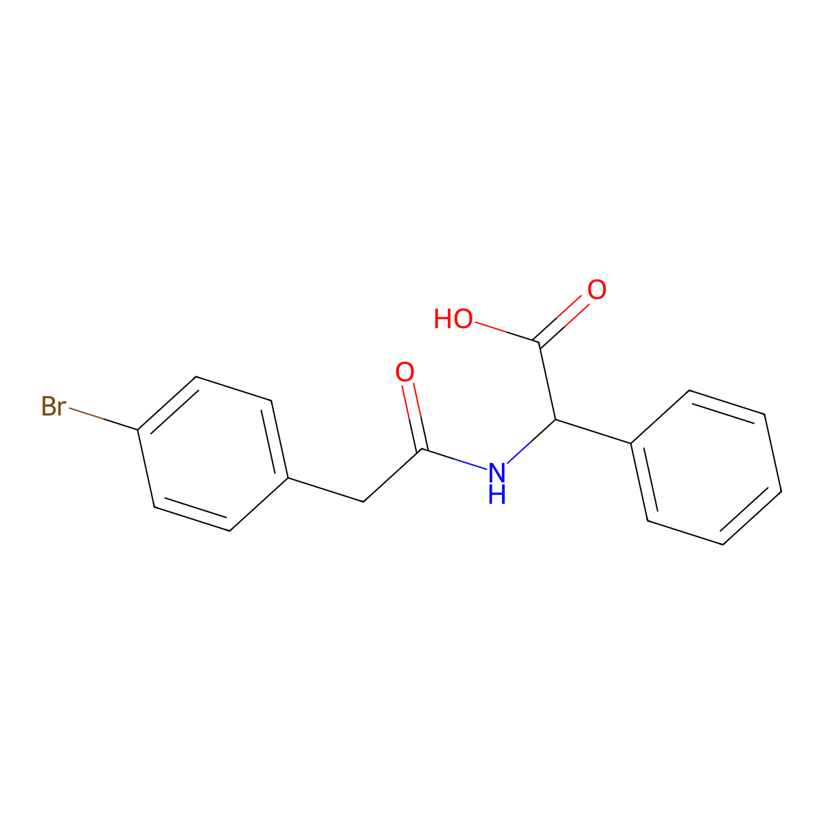 2-[2-(4-Bromophenyl)acetamido]-2-phenylacetic acid molecular structure, CAS 1103840-95-4