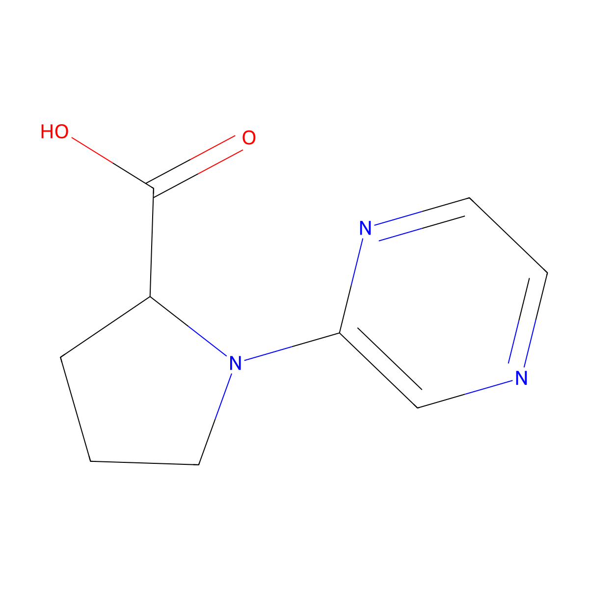 1-(Pyrazin-2-yl)pyrrolidine-2-carboxylic acid molecular structure, CAS 1103848-03-8