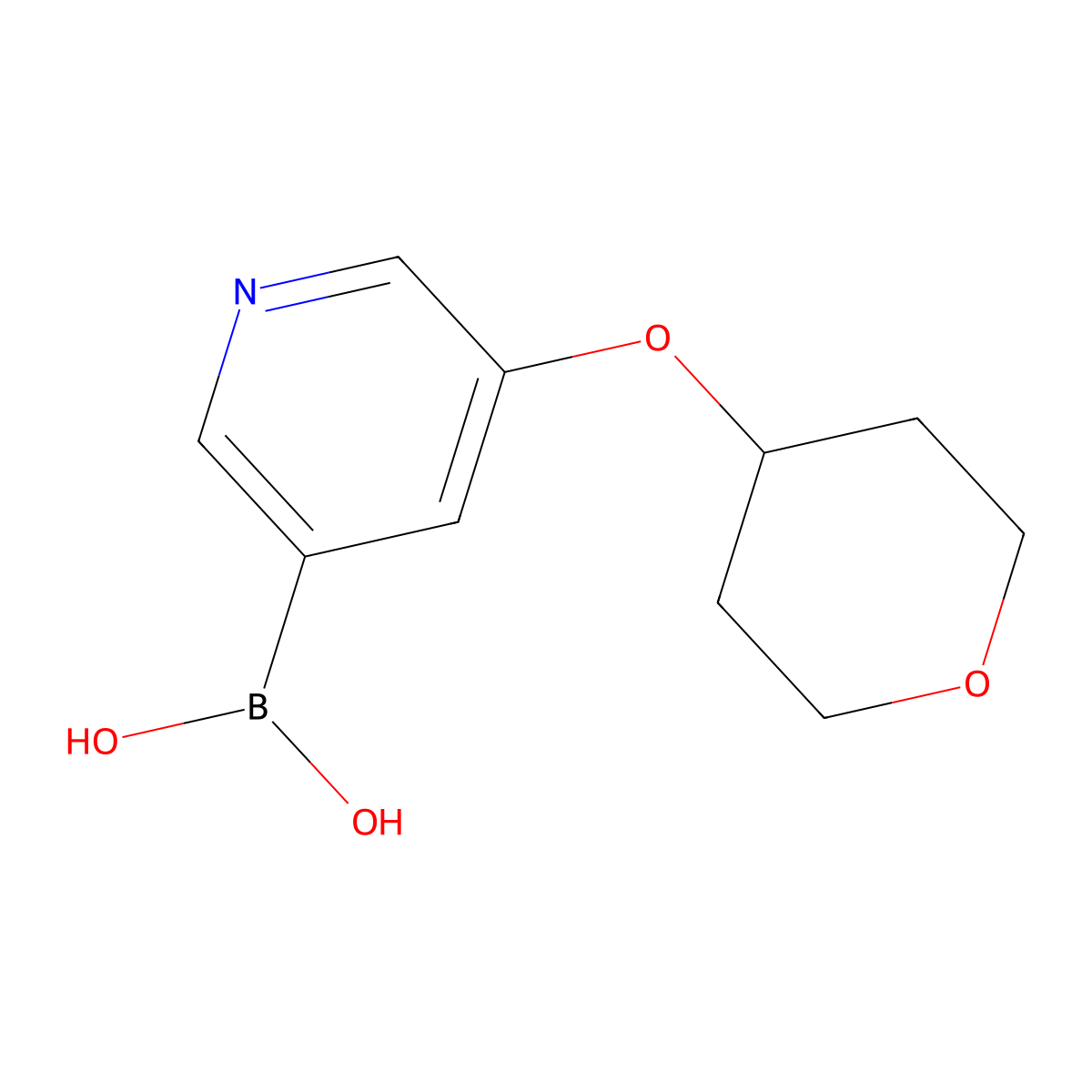(5-((Tetrahydro-2H-pyran-4-yl)oxy)pyridin-3-yl)boronic acid molecular structure, CAS 1103862-08-3