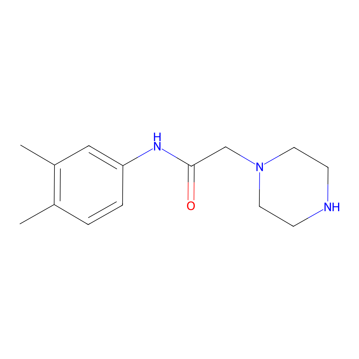 N-(3,4-dimethylphenyl)-2-(piperazin-1-yl)acetamide molecular structure, CAS 110393-33-4