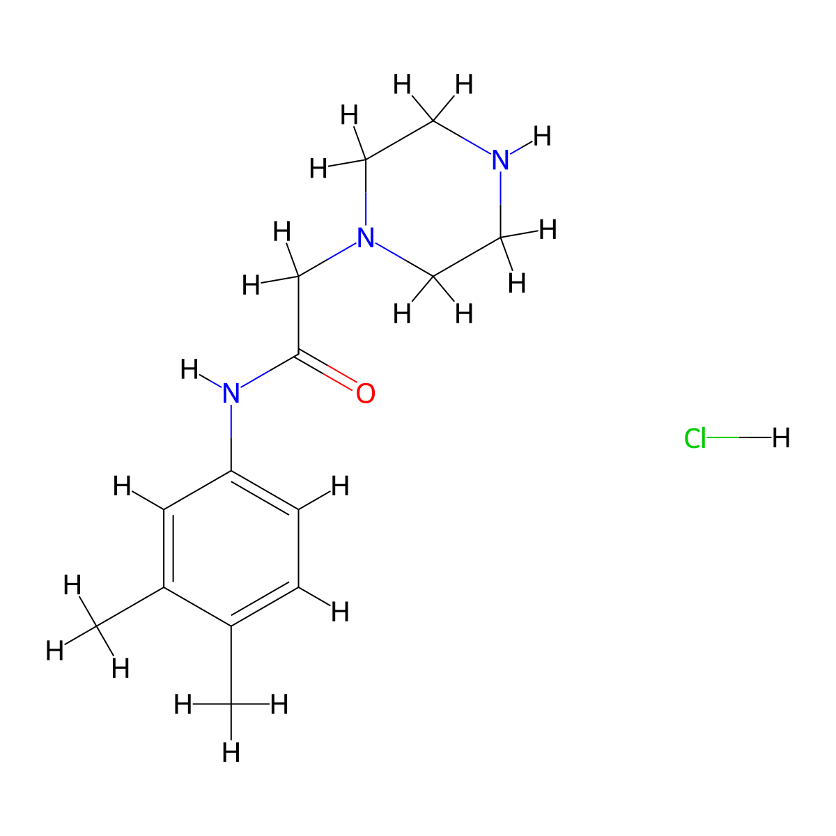 1-Piperazineacetamide, N-(3,4-dimethylphenyl)-, hydrochloride (1:1) molecular structure, CAS 110393-34-5