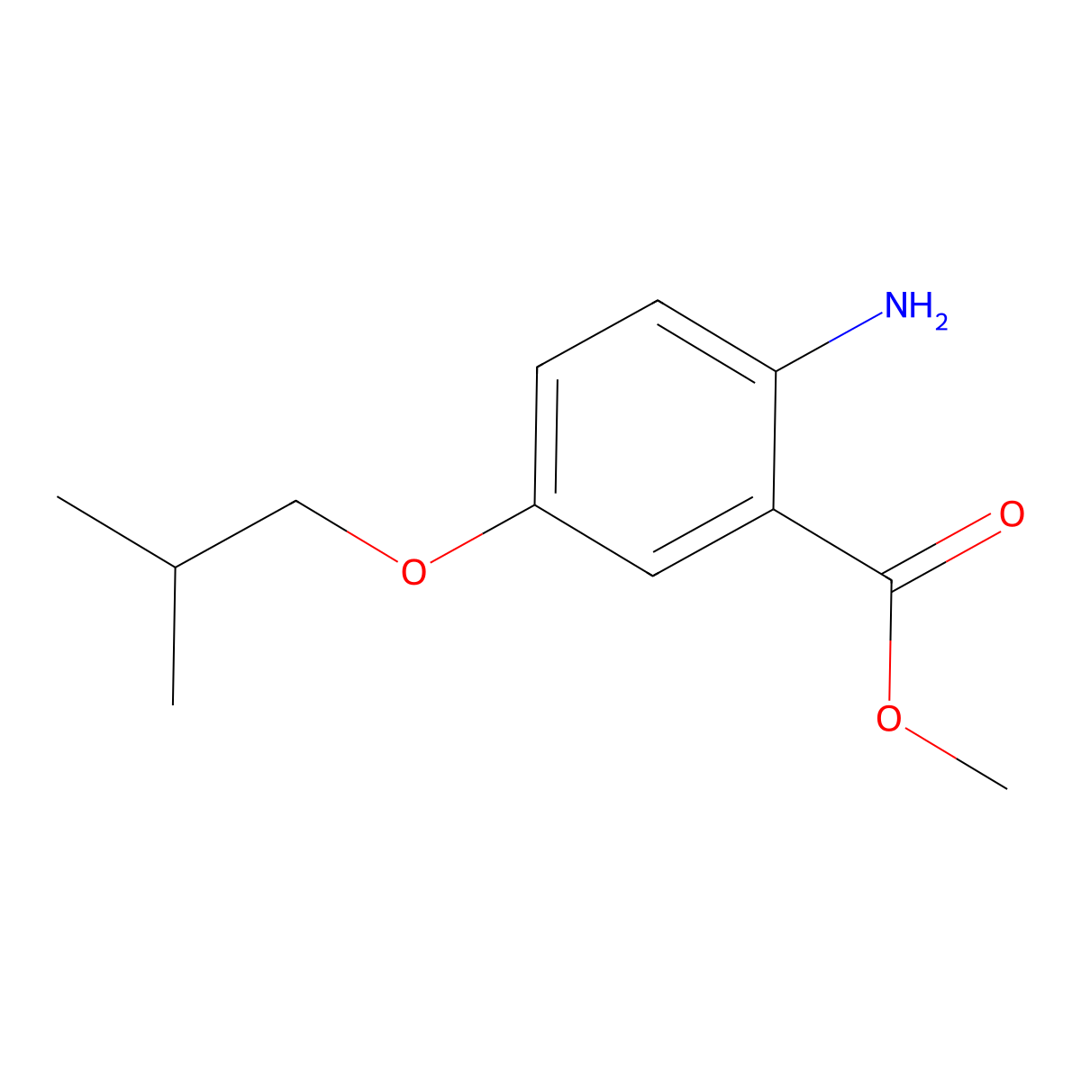 Methyl 2-amino-5-isobutoxybenzoate molecular structure, CAS 1103931-28-7