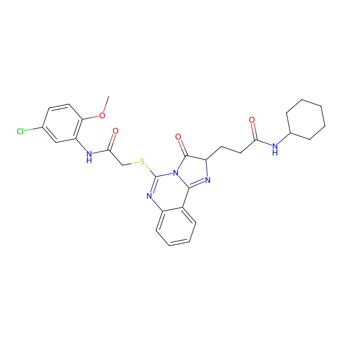 3-[5-({[(5-chloro-2-methoxyphenyl)carbamoyl]methyl}sulfanyl)-3-oxo-2H,3H-imidazo[1,2-c]quinazolin-2-yl]-N-cyclohexylpropanamide molecular structure, CAS 1103968-14-4