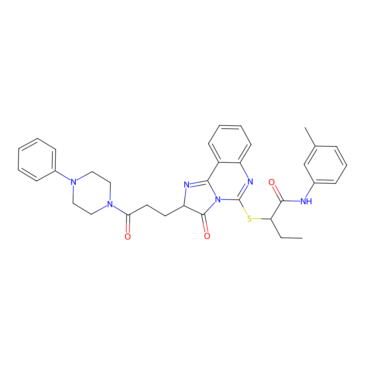N-(3-methylphenyl)-2-({3-oxo-2-[3-oxo-3-(4-phenylpiperazin-1-yl)propyl]-2H,3H-imidazo[1,2-c]quinazolin-5-yl}sulfanyl)butanamide molecular structure, CAS 1103968-36-0