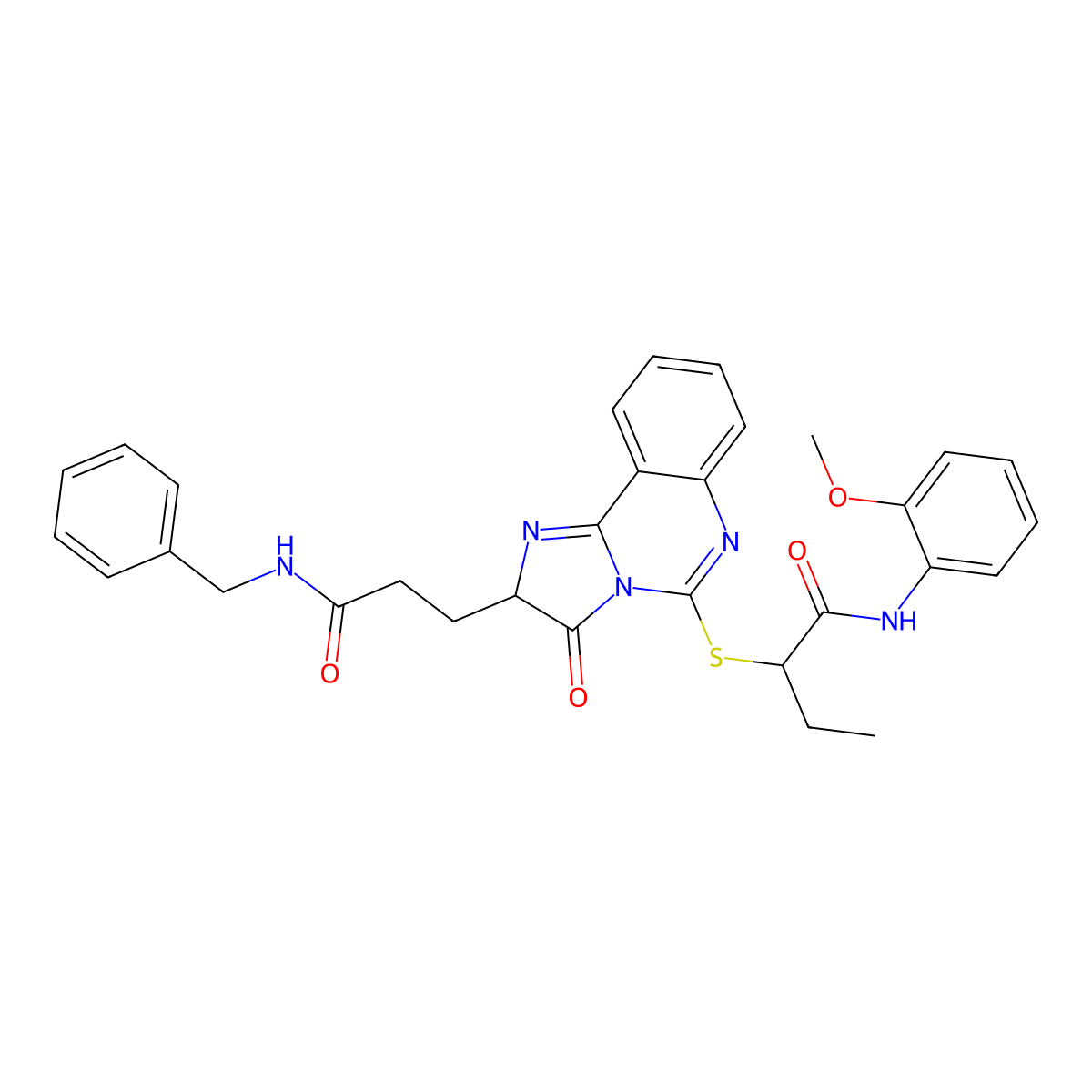 2-({2-[2-(benzylcarbamoyl)ethyl]-3-oxo-2H,3H-imidazo[1,2-c]quinazolin-5-yl}sulfanyl)-N-(2-methoxyphenyl)butanamide molecular structure, CAS 1103975-42-3