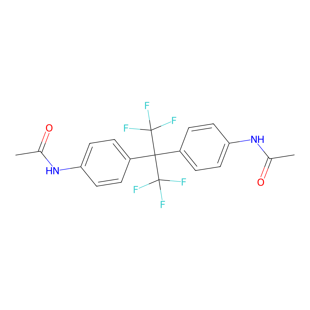 N-{4-[2-(4-Acetamidophenyl)-1,1,1,3,3,3-hexafluoropropan-2-yl]phenyl}acetamide molecular structure, CAS 1104-76-3