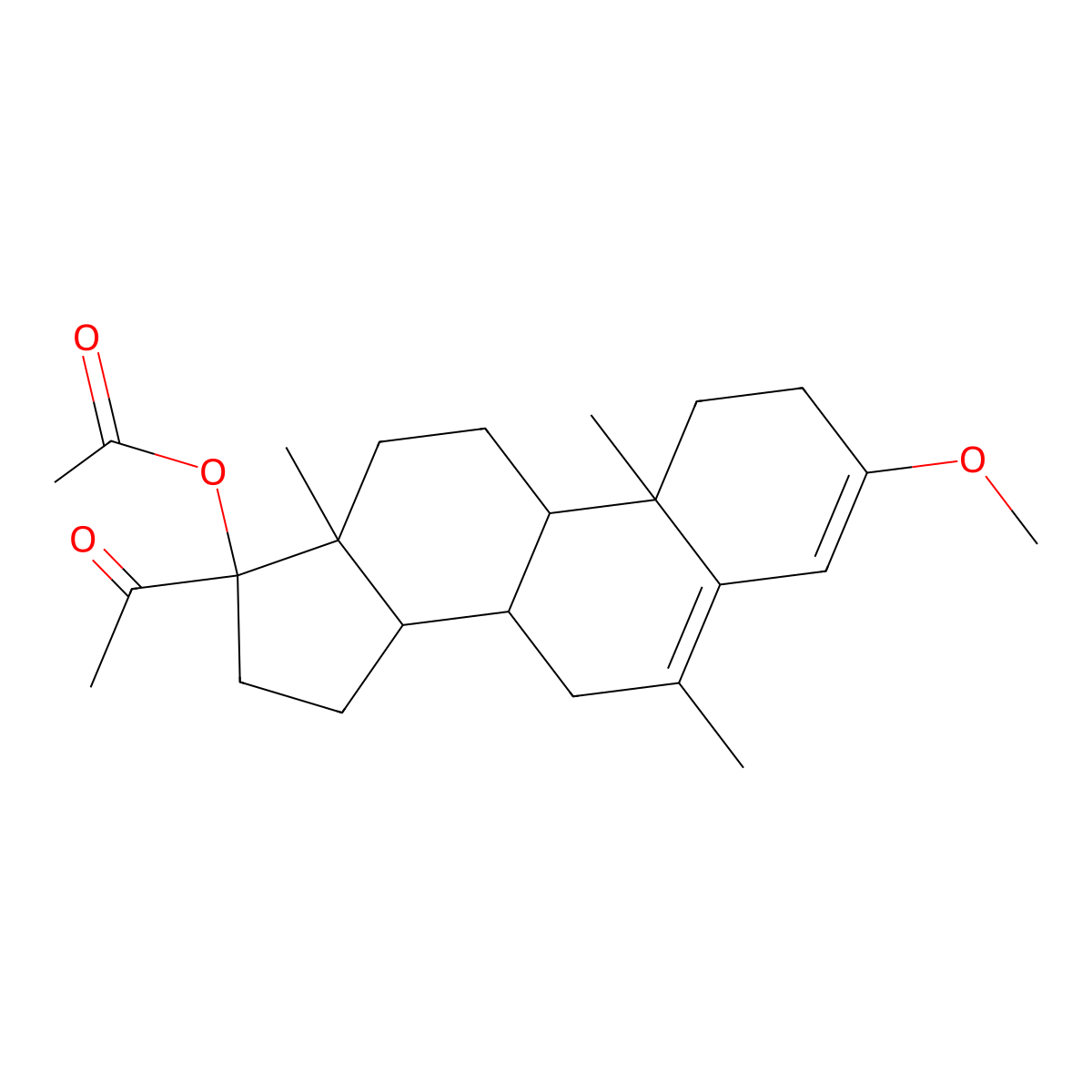 17-Hydroxy-3-methoxy-6-methylpregna-3,5-dien-20-one acetate molecular structure, CAS 1104-99-0