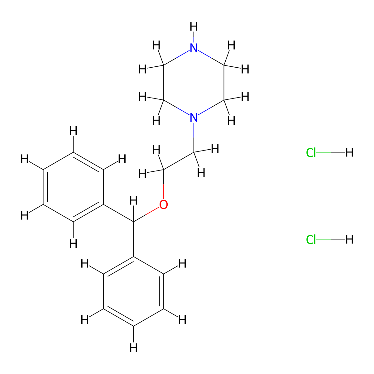 1-[2-(Diphenylmethoxy)ethyl]piperazine dihydrochloride molecular structure, CAS 110407-21-1