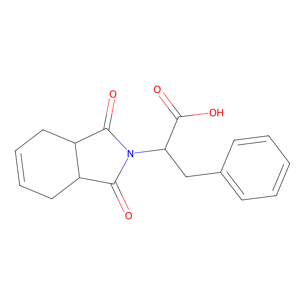 2-(1,3-dioxo-1,3,3a,4,7,7a-hexahydro-2H-isoindol-2-yl)-3-phenylpropanoic acid molecular structure, CAS 1104074-27-2
