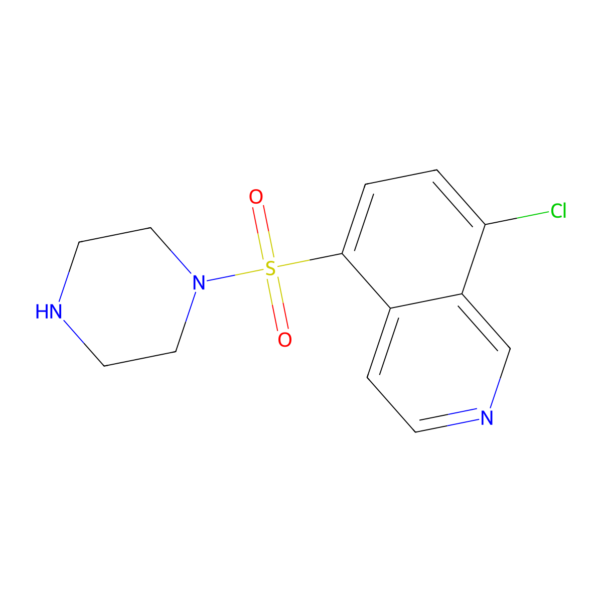8-Chloro-5-piperazin-1-ylsulfonylisoquinoline molecular structure, CAS 110408-12-3