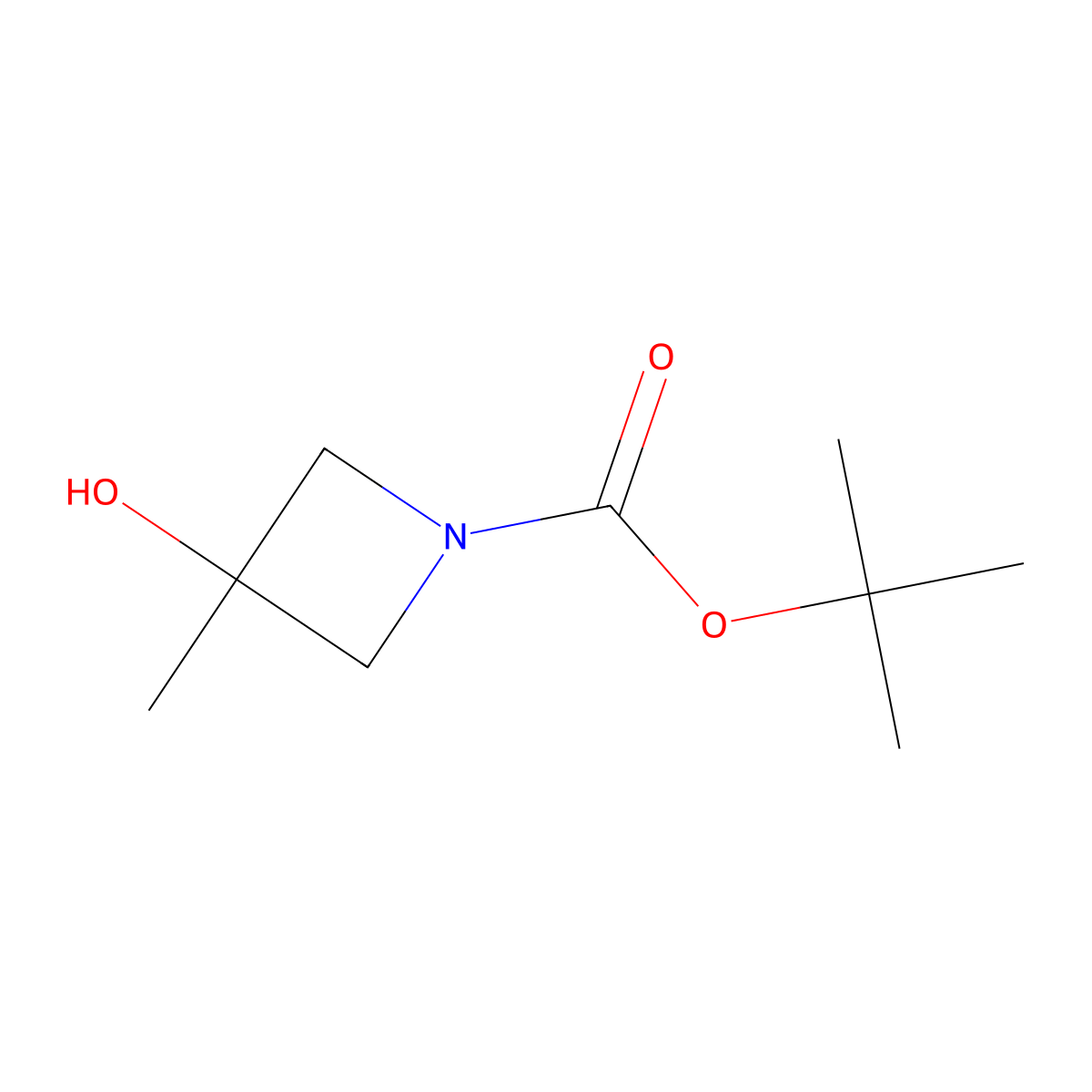 tert-Butyl 3-hydroxy-3-methylazetidine-1-carboxylate molecular structure, CAS 1104083-23-9