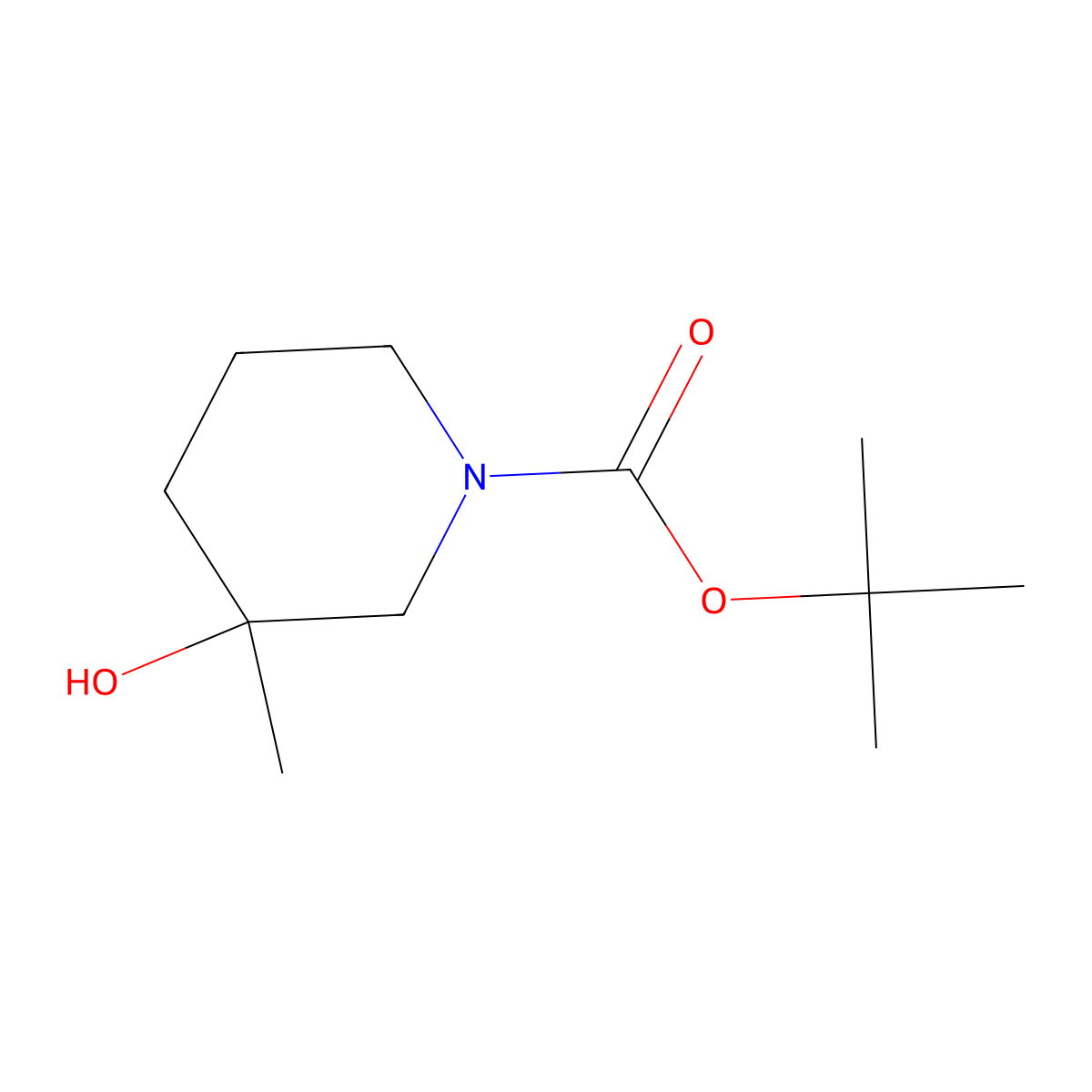 Tert-butyl 3-hydroxy-3-methylpiperidine-1-carboxylate molecular structure, CAS 1104083-27-3