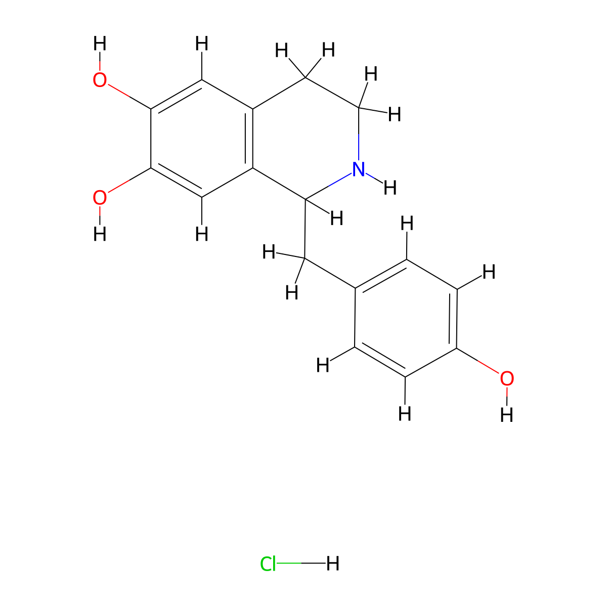 Higenamine hydrochloride molecular structure, CAS 11041-94-4