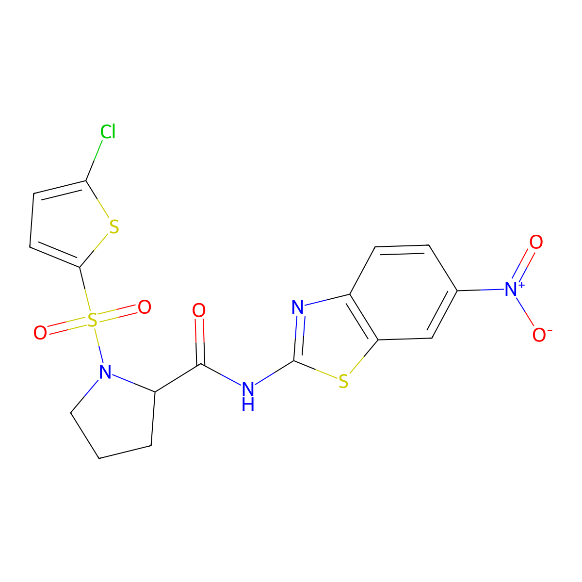 1-((5-chlorothiophen-2-yl)sulfonyl)-N-(6-nitrobenzo[d]thiazol-2-yl)pyrrolidine-2-carboxamide molecular structure, CAS 1104225-64-0