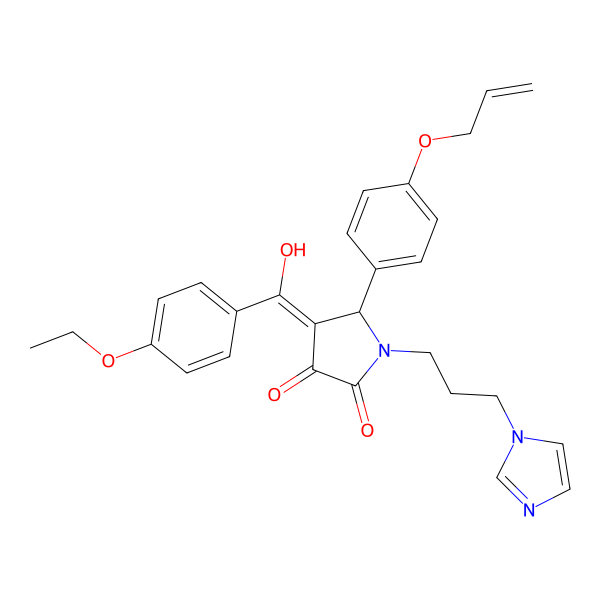 4-[(4-Ethoxyphenyl)hydroxymethylene]-1-[3-(1H-imidazol-1-yl)propyl]-5-[4-(2-propen-1-yloxy)phenyl]-2,3-pyrrolidinedione molecular structure, CAS 1104244-17-8