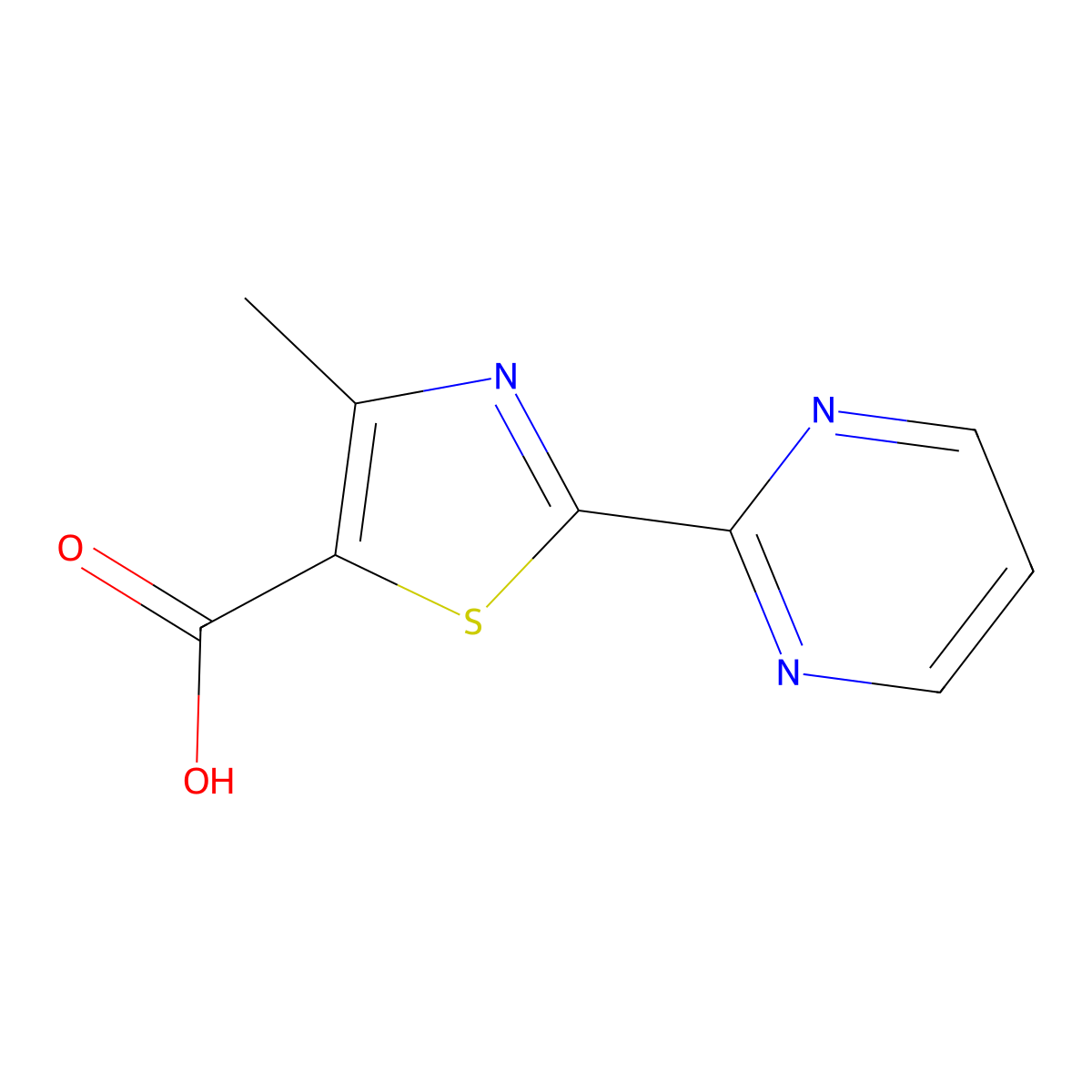 4-Methyl-2-(2-pyrimidinyl)-5-thiazolecarboxylic acid molecular structure, CAS 1104276-29-0