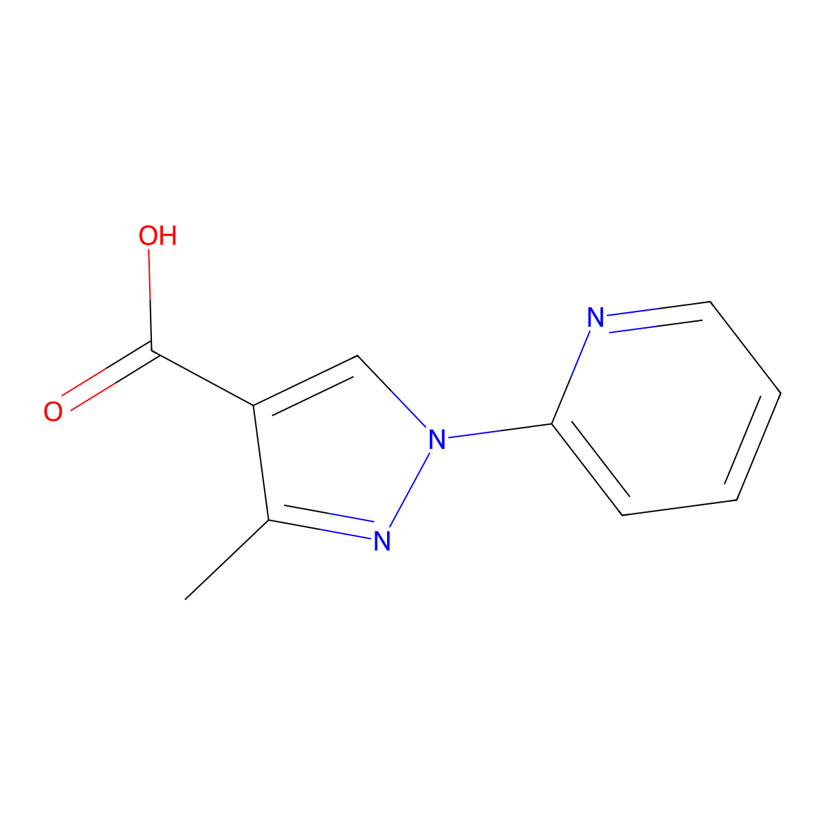 3-Methyl-1-(pyridin-2-YL)-1H-pyrazole-4-carboxylic acid molecular structure, CAS 1104279-87-9