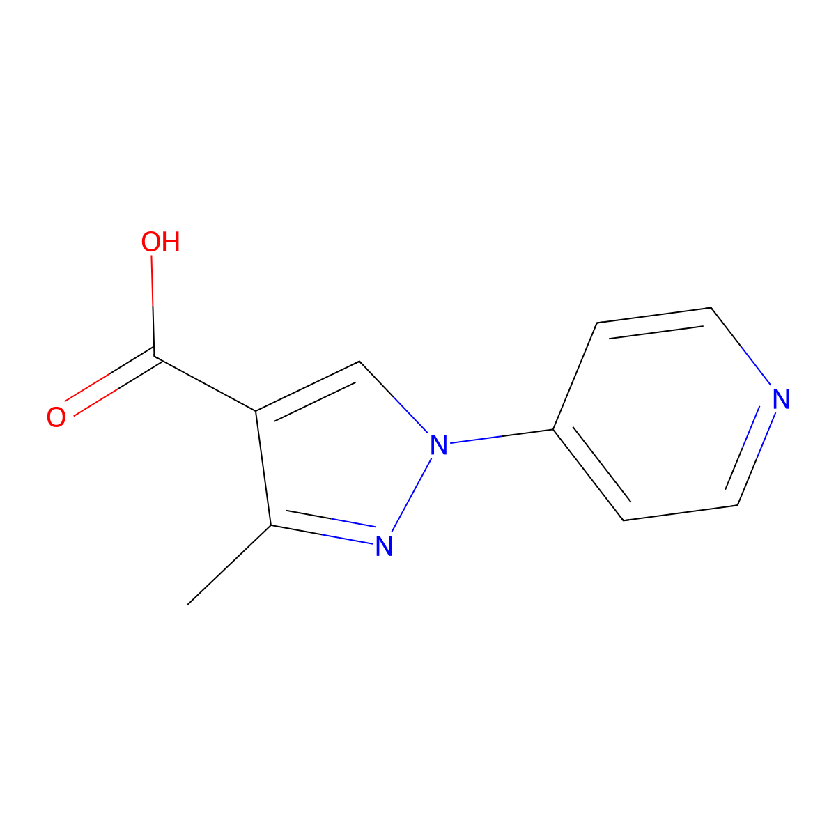 3-Methyl-1-(pyridin-4-YL)-1H-pyrazole-4-carboxylic acid molecular structure, CAS 1104279-99-3