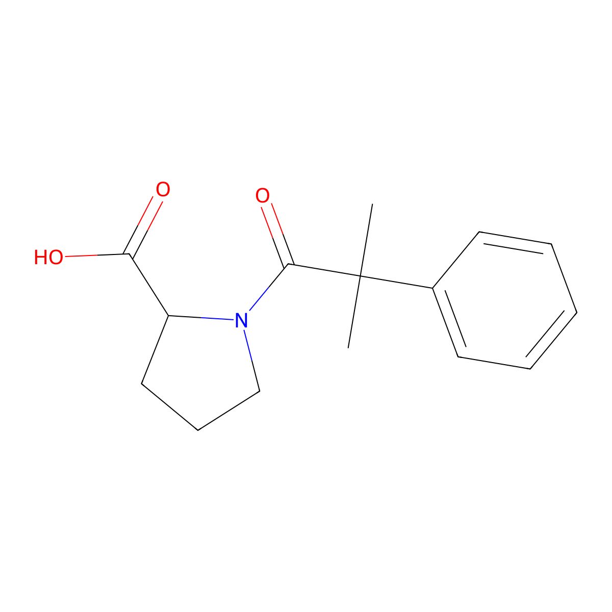 (2S)-1-(2-methyl-2-phenyl-propanoyl)pyrrolidine-2-carboxylic acid molecular structure, CAS 1104386-11-9