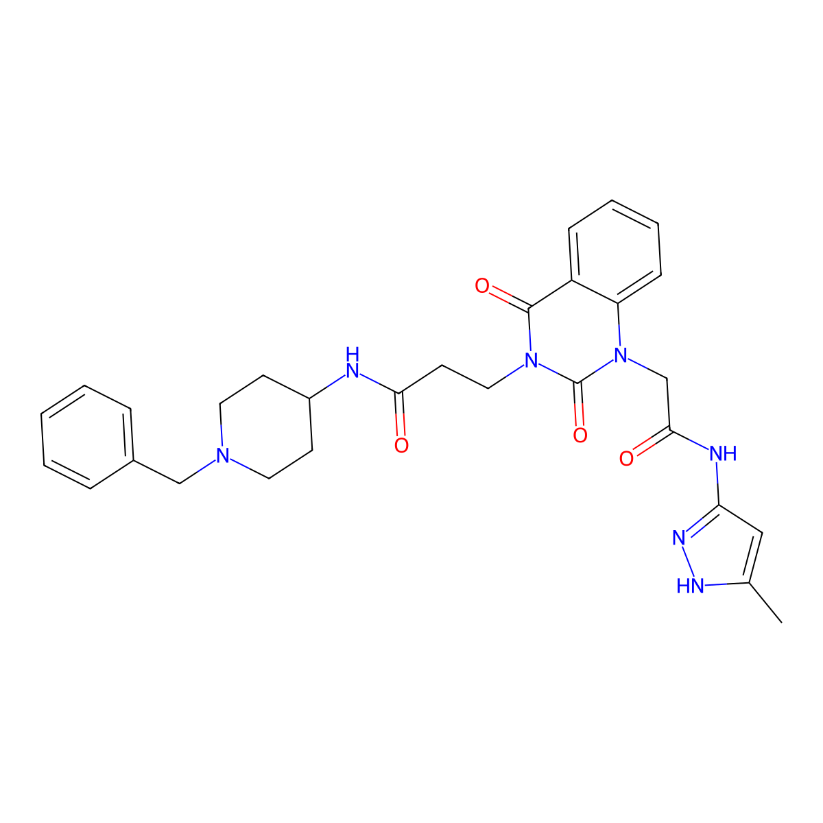 N-(1-benzylpiperidin-4-yl)-3-(1-(2-((3-methyl-1H-pyrazol-5-yl)amino)-2-oxoethyl)-2,4-dioxo-1,2-dihydroquinazolin-3(4H)-yl)propanamide molecular structure, CAS 1104402-32-5