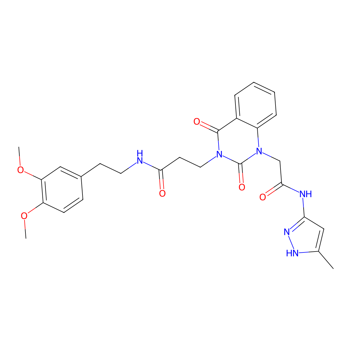 N-[2-(3,4-dimethoxyphenyl)ethyl]-3-(1-{[(3-methyl-1H-pyrazol-5-yl)carbamoyl]methyl}-2,4-dioxo-1,2,3,4-tetrahydroquinazolin-3-yl)propanamide molecular structure, CAS 1104402-45-0