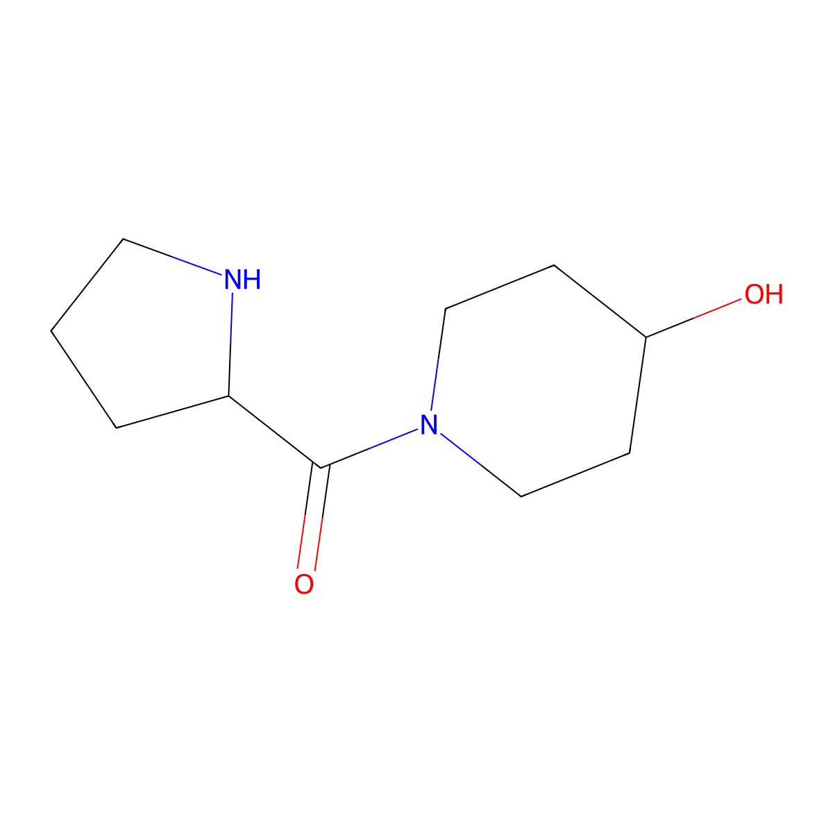 1-(Pyrrolidine-2-carbonyl)piperidin-4-ol molecular structure, CAS 1104428-71-8