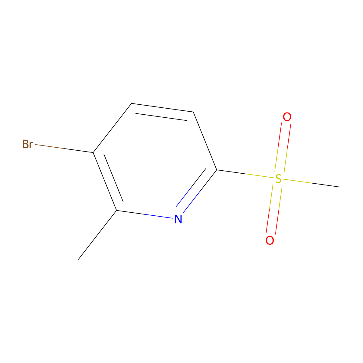 3-Bromo-2-methyl-6-(methylsulfonyl)pyridine molecular structure, CAS 1104451-37-7