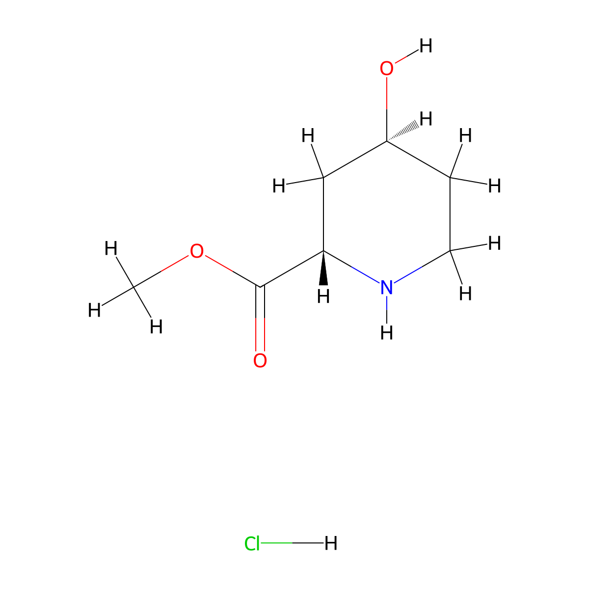 (2S,4S)-Methyl 4-hydroxypiperidine-2-carboxylate hydrochloride molecular structure, CAS 1104460-08-3