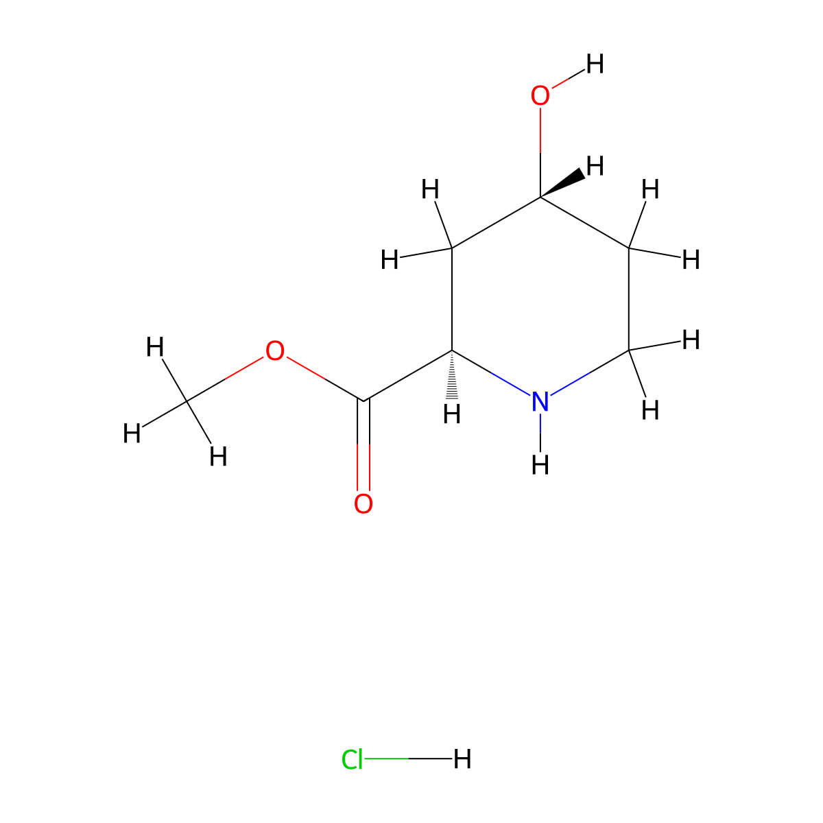 Methyl (2R,4R)-4-Hydroxypiperidine-2-carboxylate Hydrochloride molecular structure, CAS 1104460-09-4