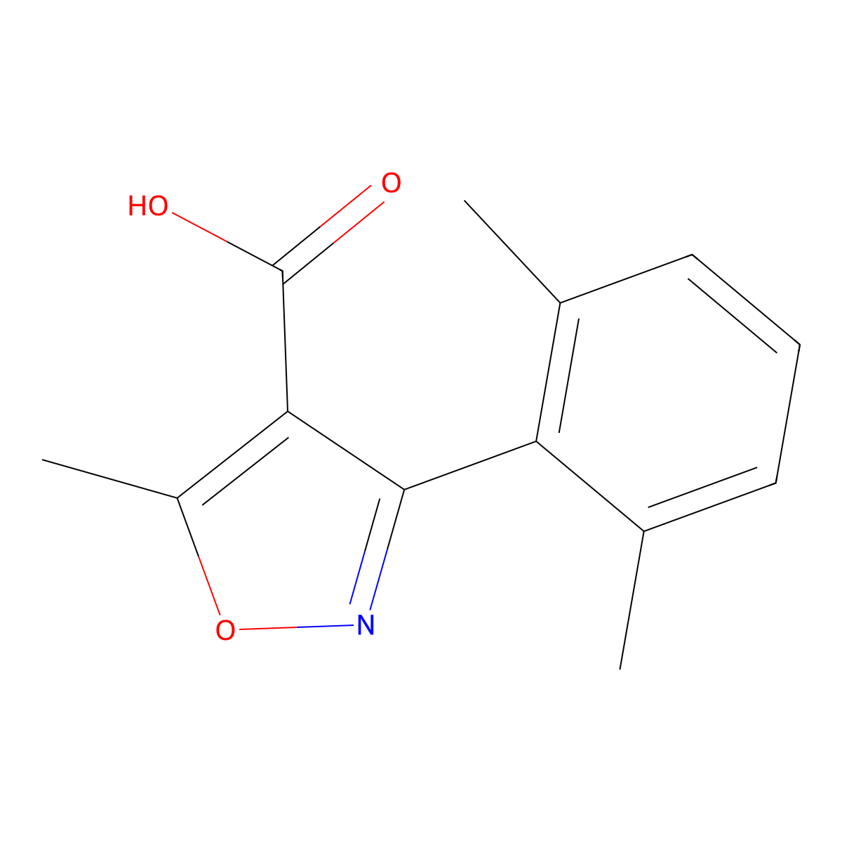 3-(2,6-Dimethylphenyl)-5-methyl-1,2-oxazole-4-carboxylic acid molecular structure, CAS 1104461-65-5