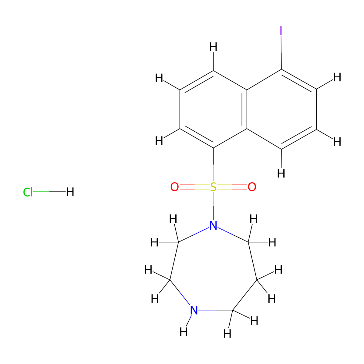 1-(5-iodonaphthalene-1-sulfonyl)-1H-hexahydro-1,4-diazepine hydrochloride molecular structure, CAS 110448-33-4