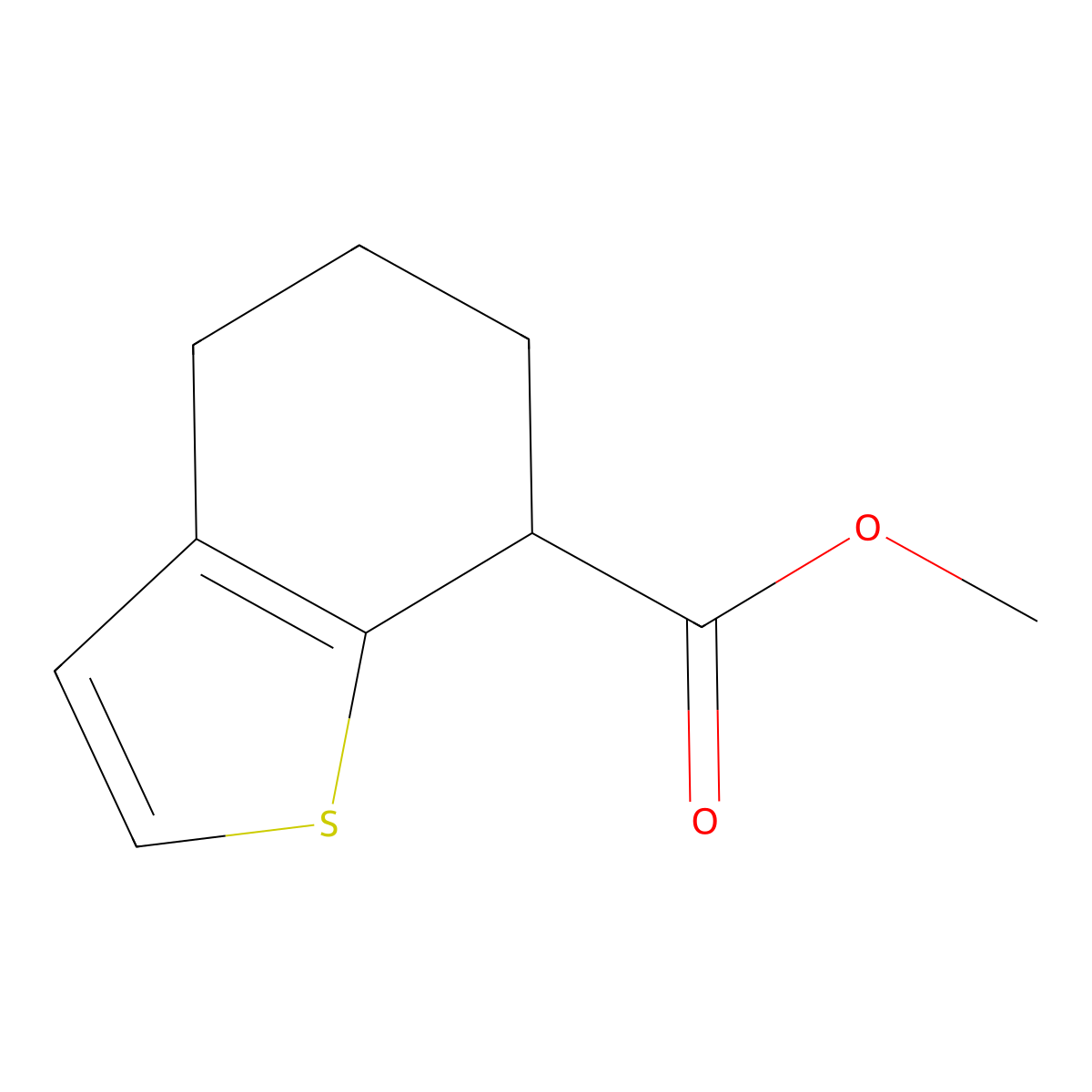 Methyl 4,5,6,7-tetrahydro-1-benzothiophene-7-carboxylate molecular structure, CAS 110449-91-7