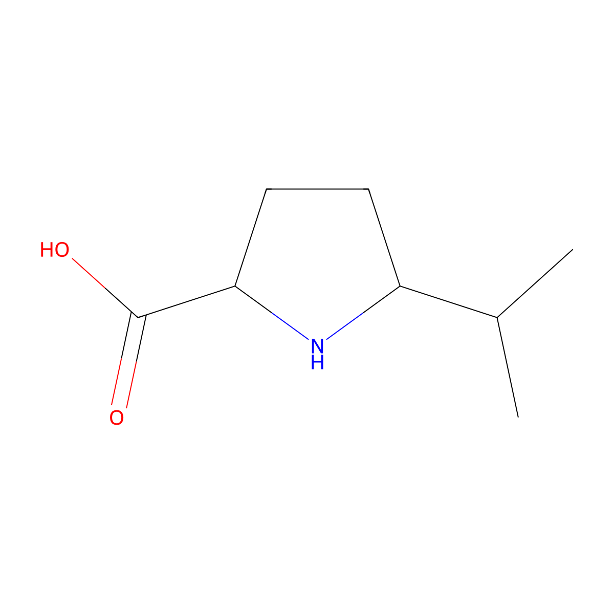 (2S,5S)-5-Isopropylpyrrolidine-2-carboxylic acid molecular structure, CAS 110452-58-9