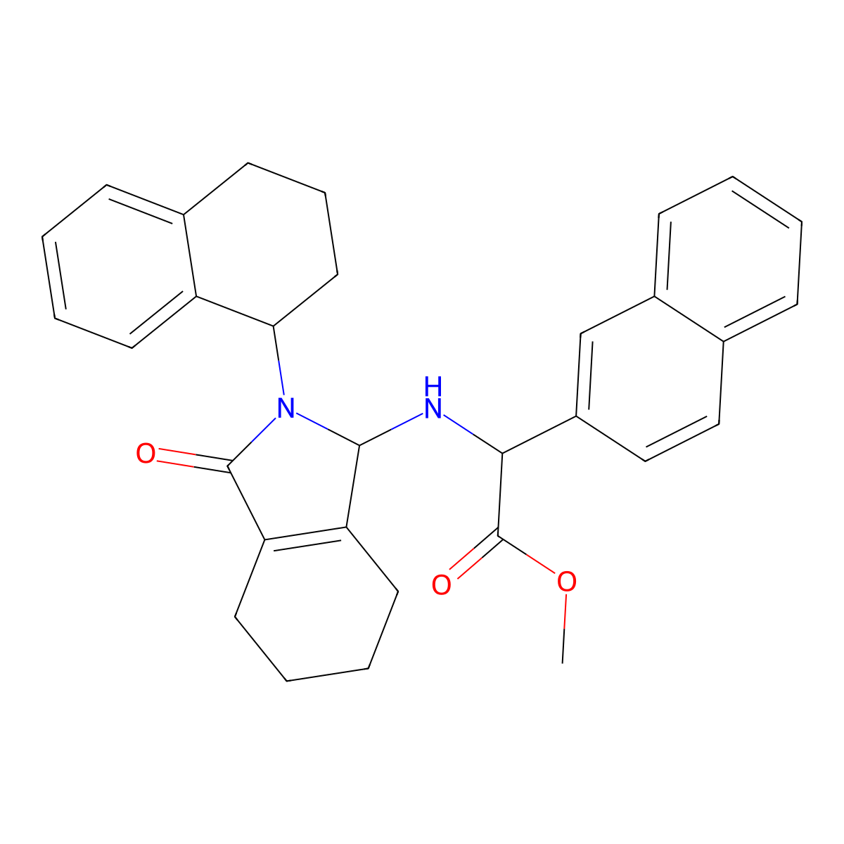 methyl naphthalen-2-yl{[3-oxo-2-(1,2,3,4-tetrahydronaphthalen-1-yl)-2,3,4,5,6,7-hexahydro-1H-isoindol-1-yl]amino}acetate molecular structure, CAS 1104543-74-9